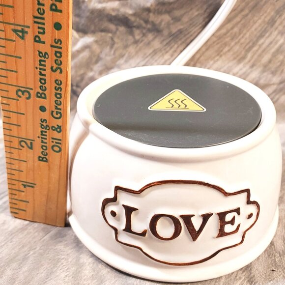 Scentsy  Warmer LOVE Wax ELEMENT Farmhouse Style Retired White / Brown Base Only - Picture 6 of 7